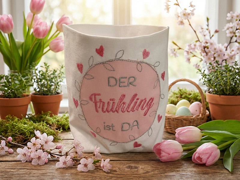 Preview: Der Frühling ist da mit Ranke - Vollstick Stickdatei